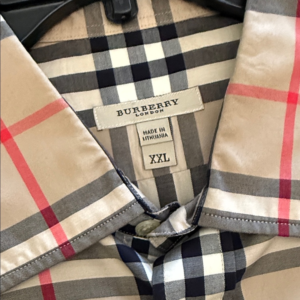 Burberry Beige and Red Plaid Men's Shirt - Picture 2 of 4